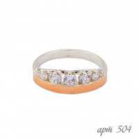 Серебряное кольцо с золотыми вставками 504