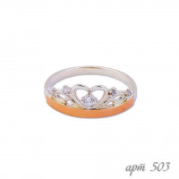 Серебряное кольцо с золотыми вставками 503