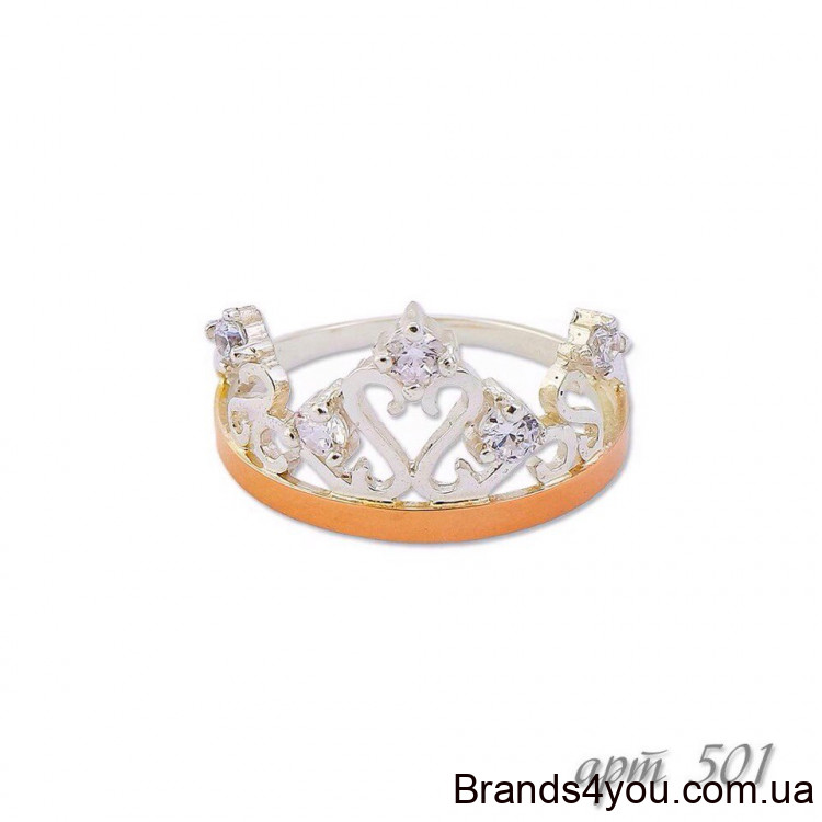 Серебряное кольцо с золотыми вставками 501
