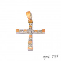Серебряный крестик с золотыми накладками 550