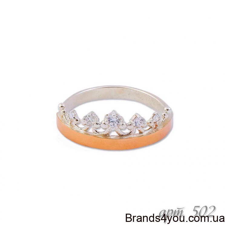 Серебряное кольцо с золотыми вставками 502