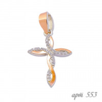 Серебряный крестик с золотыми вставками 553
